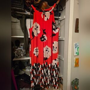 Calvin Klein Sleeveless Red Floral Dress (xl)
